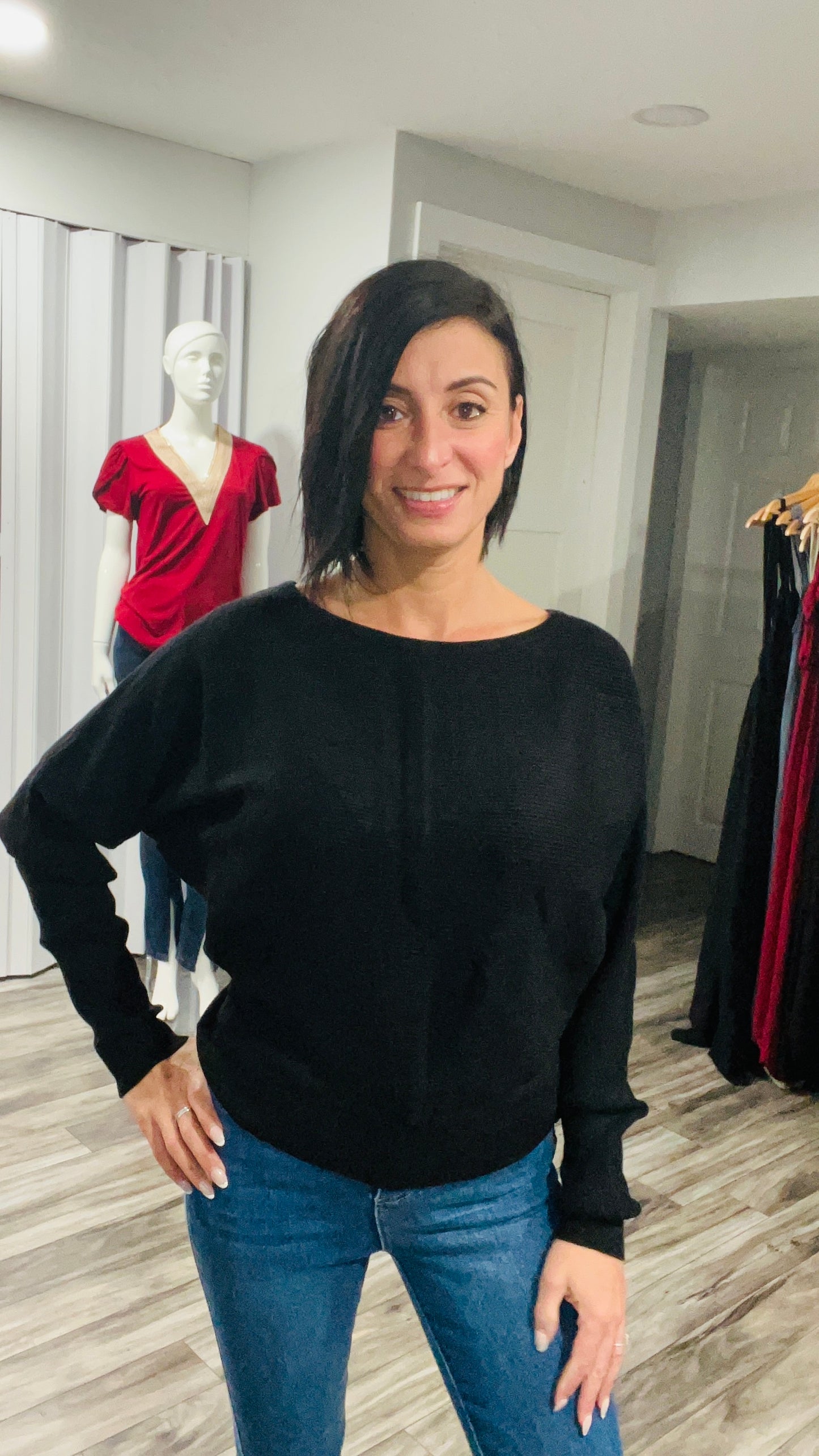 Black Dolman Sleeve Sweater