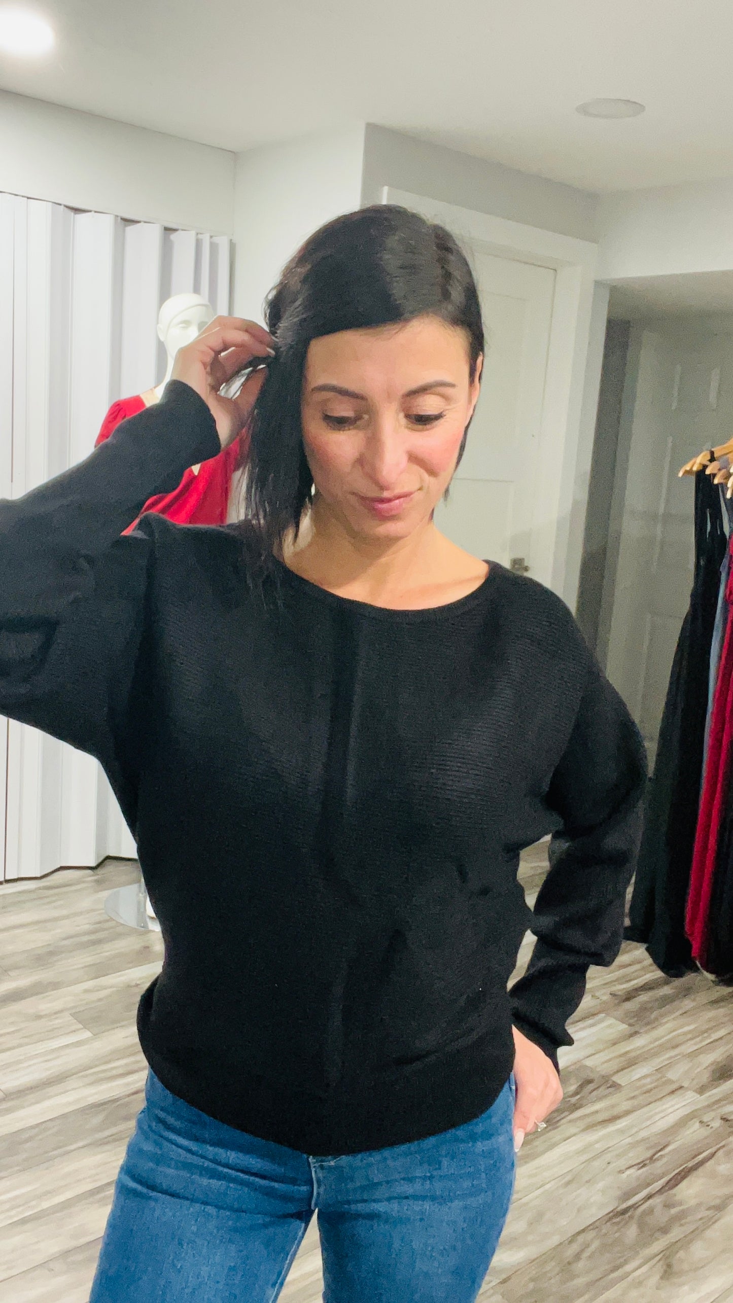 Black Dolman Sleeve Sweater