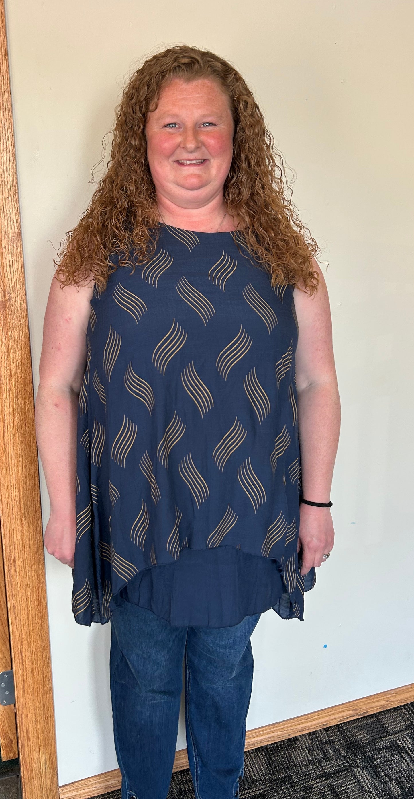 Navy/Gold Blouse or Short Dress