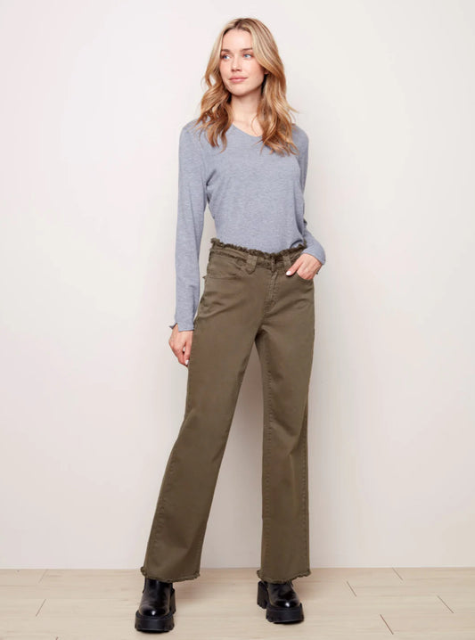 Charlie B Fringed Flare Pant Pine