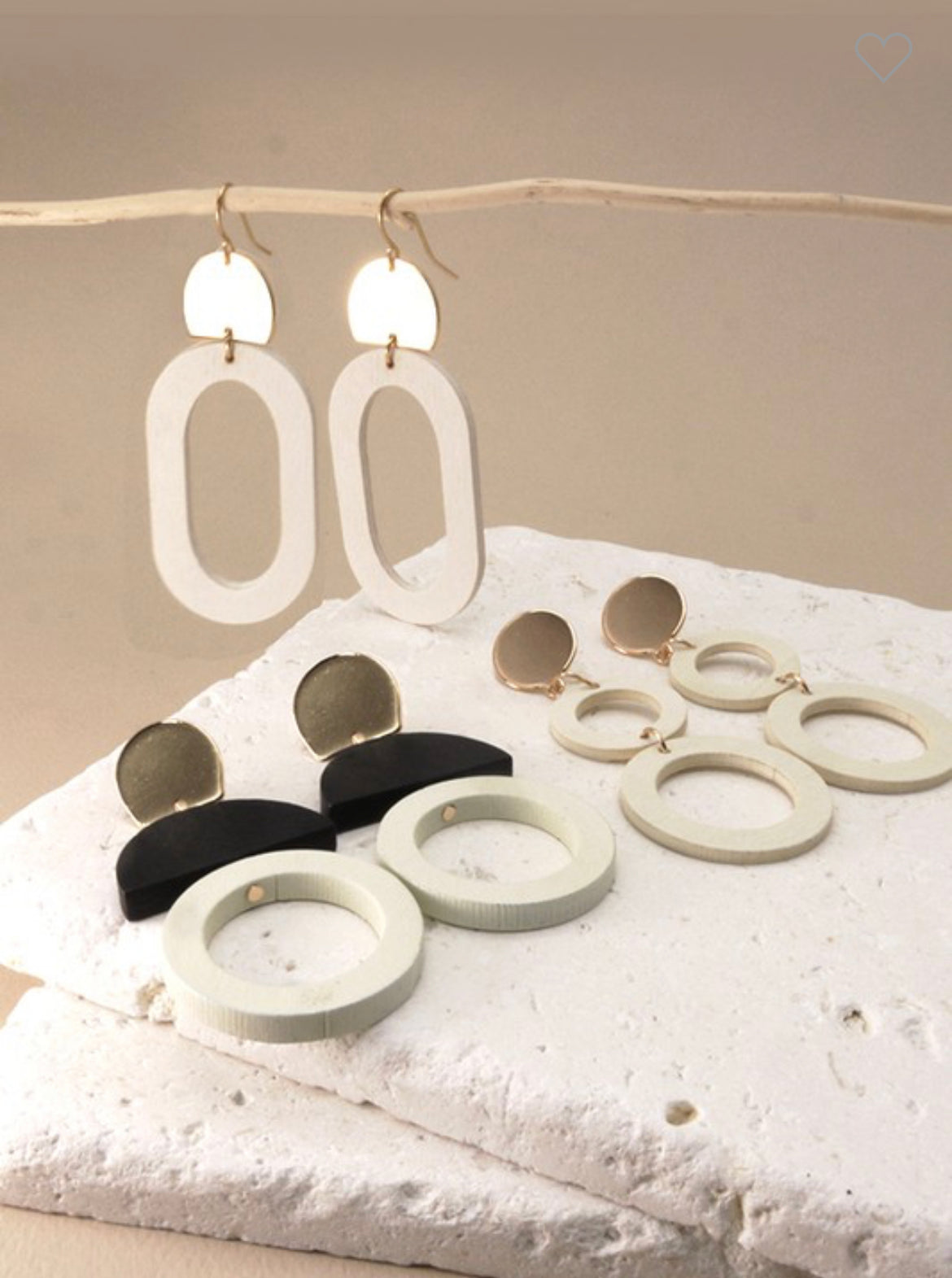White Wood Earrings