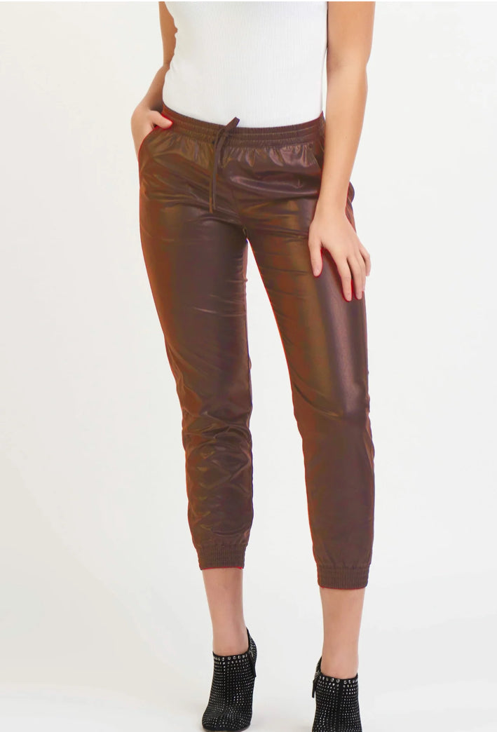 Dex High Rise Faux Leather Jogger