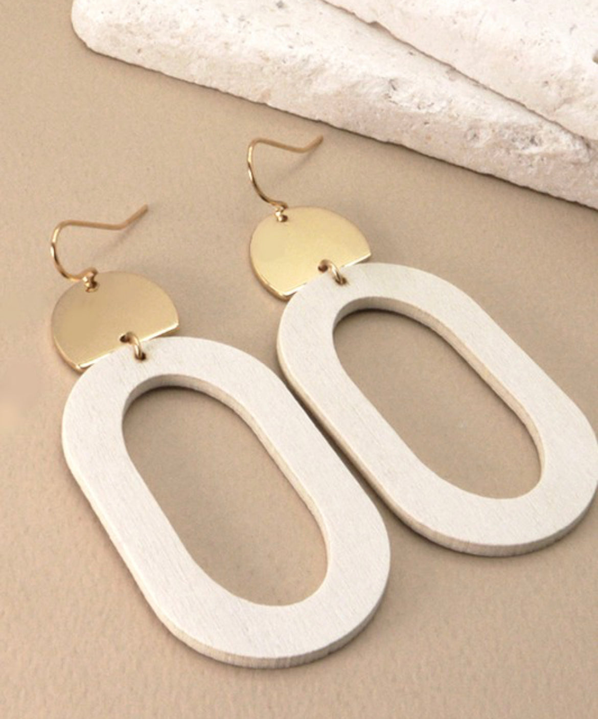White Wood Earrings