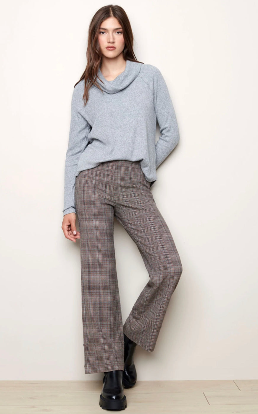 Charlie B- Plaid Straight Leg Pant