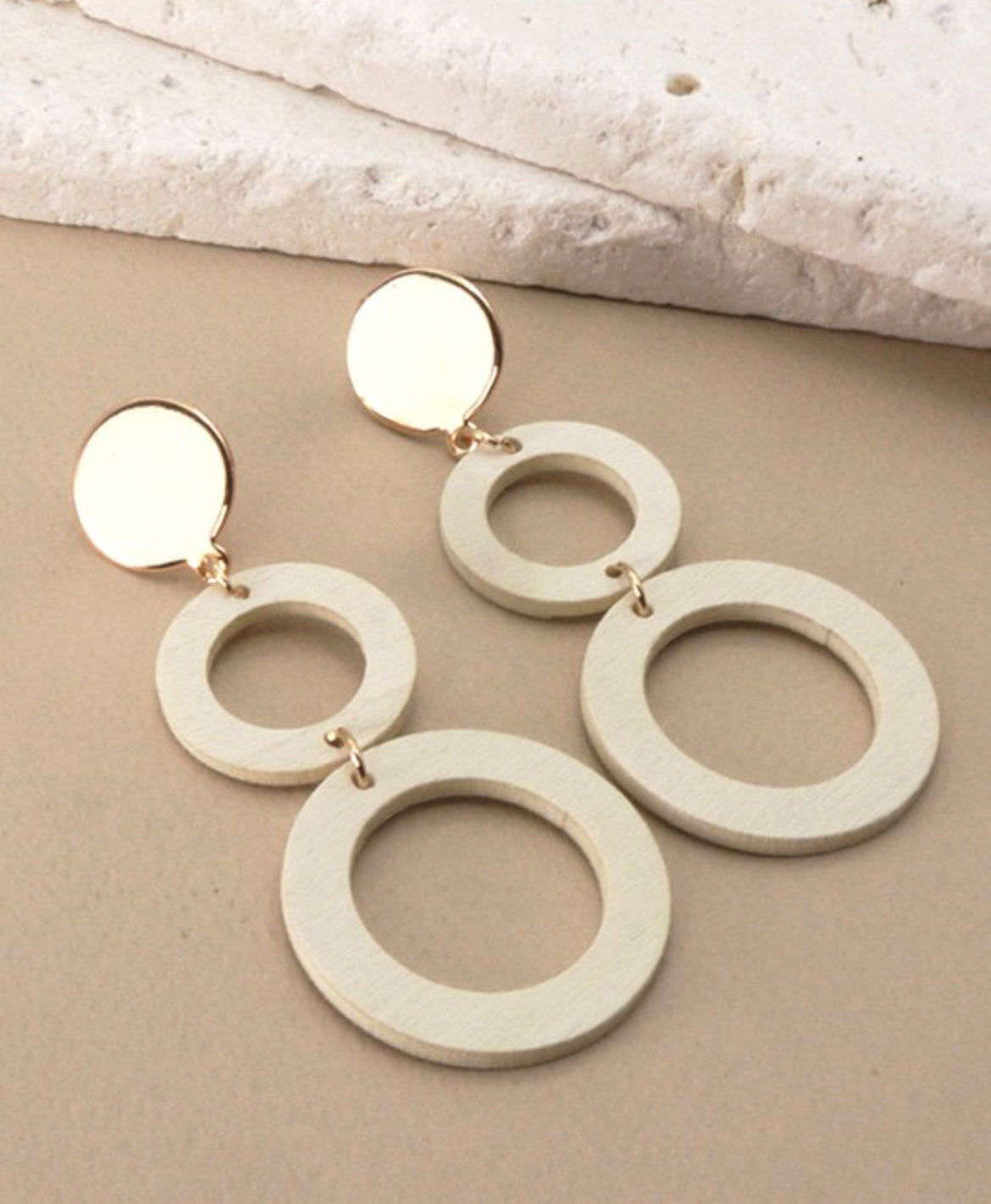 White Wood Earrings