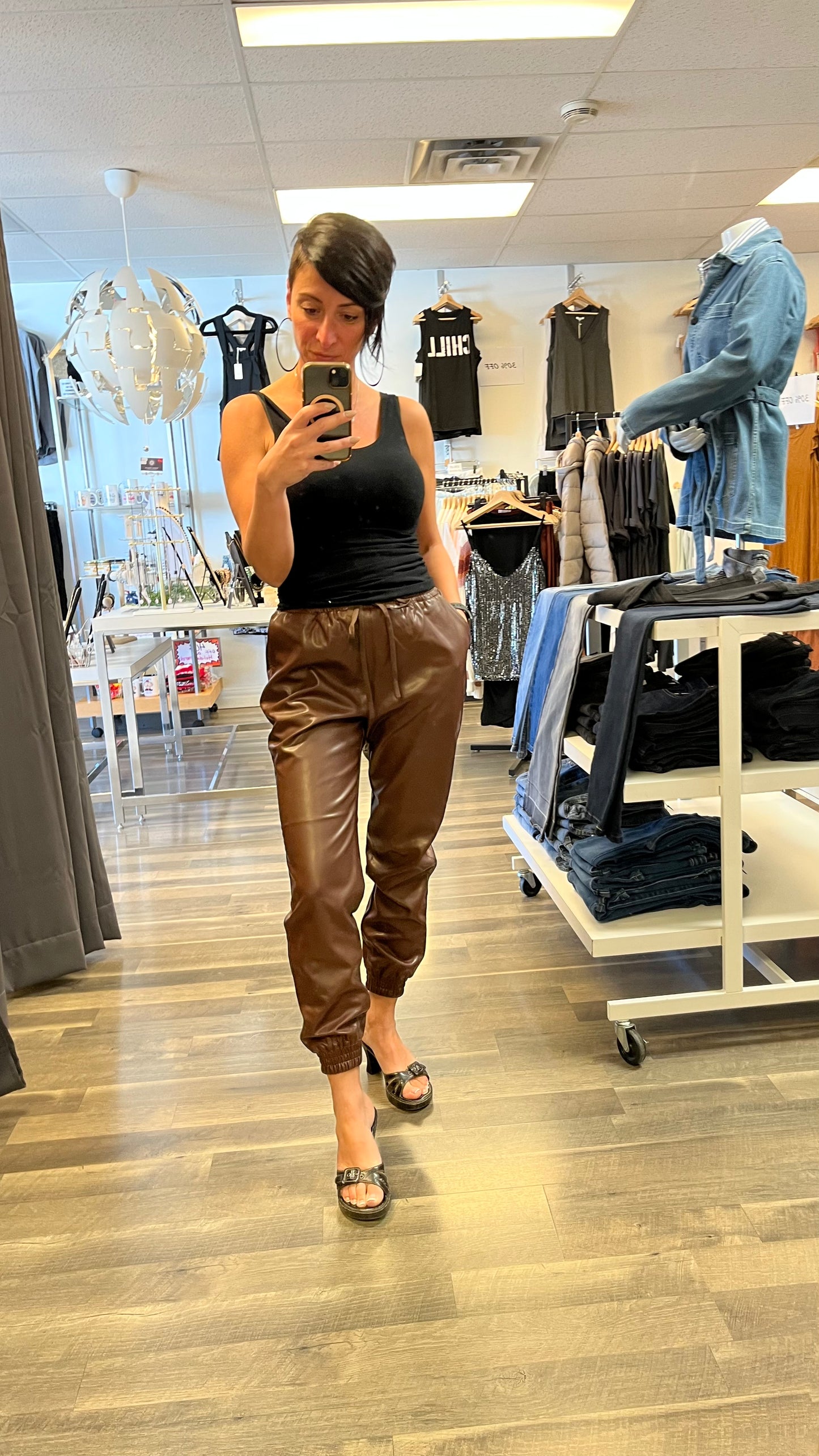 Dex High Rise Faux Leather Jogger