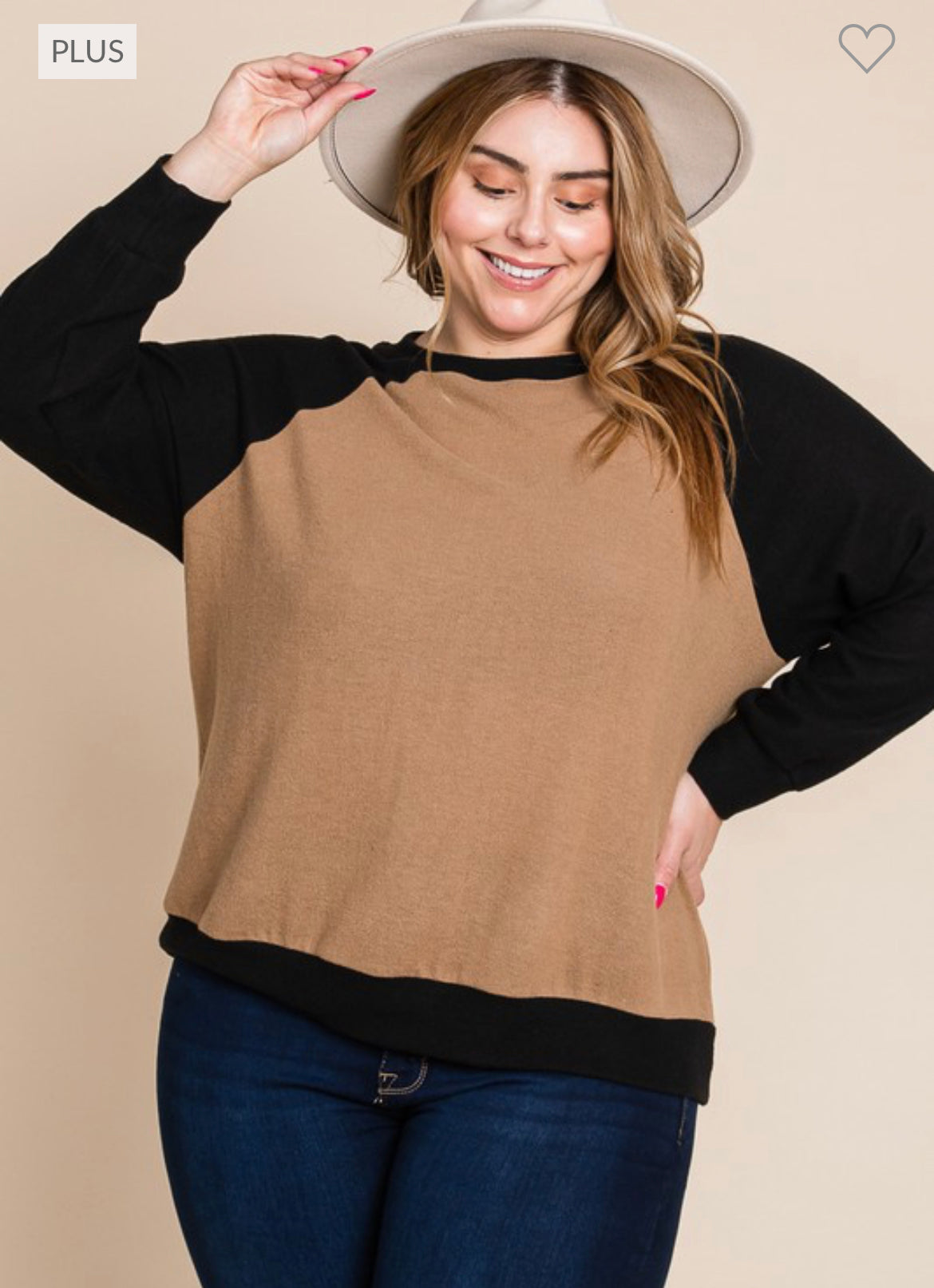 Olive Color Block Top- Plus Size