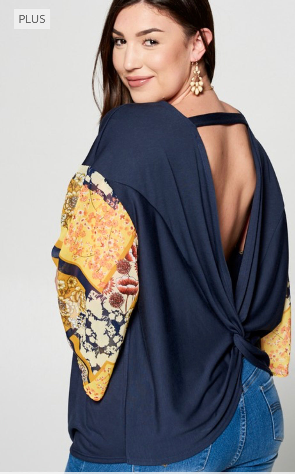Navy/Mustard Top-Plus Size