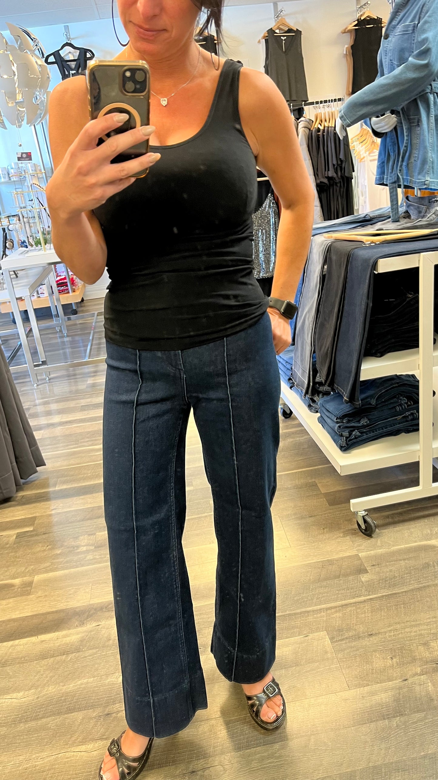 Dex Kinsley Dark Indigo High Rise Wide Leg Jeans