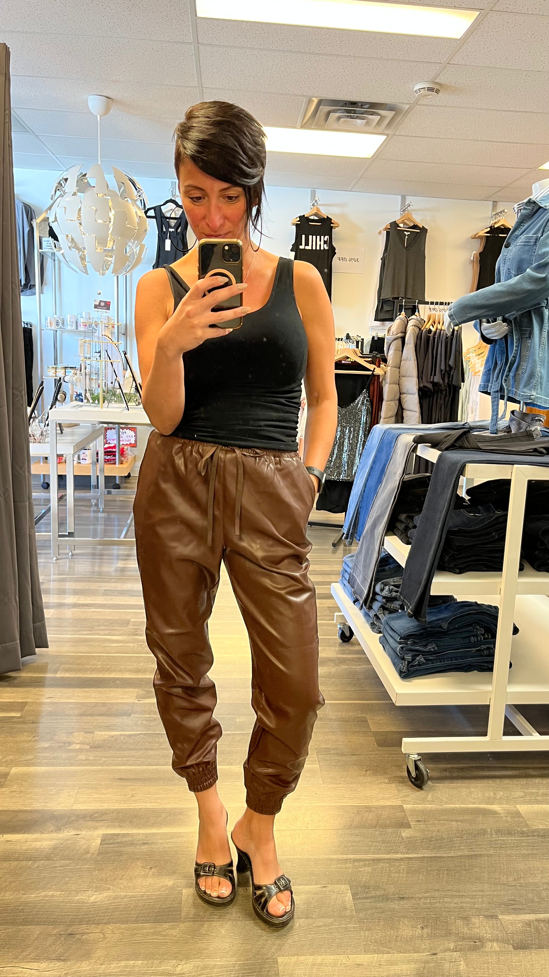 Dex High Rise Faux Leather Jogger Xlarge