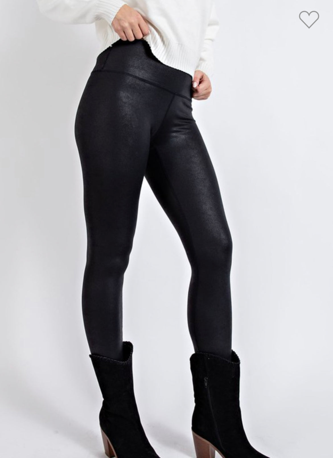 High Waisted Faux Leather Leggings Available In Store. Sizes S-M