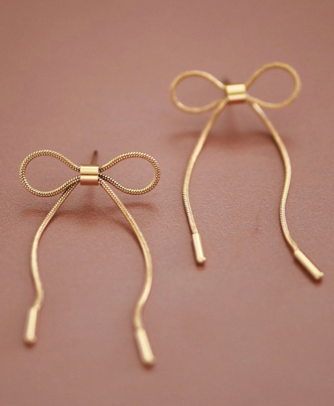 18k Gold Stainless Steel Bow Earrings