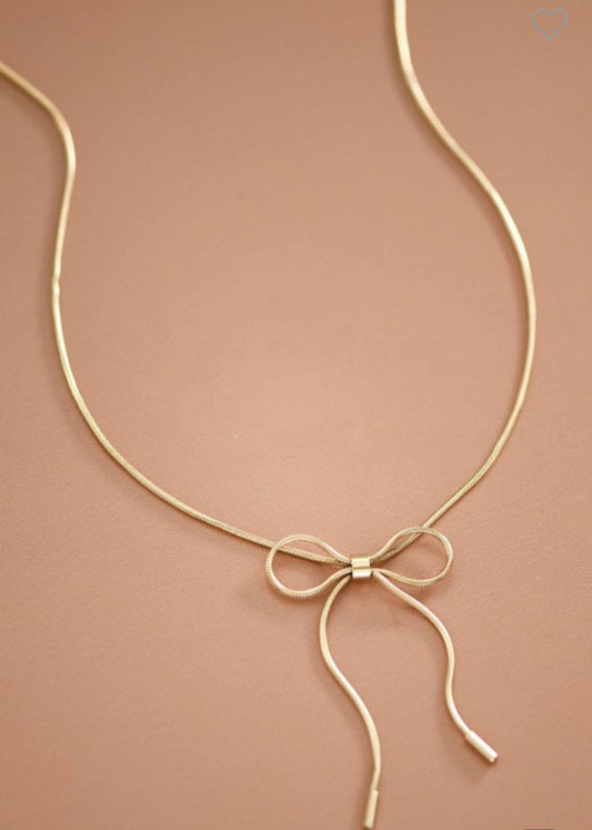 18k Stainless Steel Bow Chain Necklace