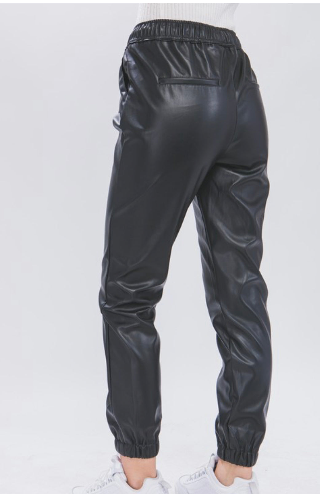 Black Faux Leather Joggers – AX Paris