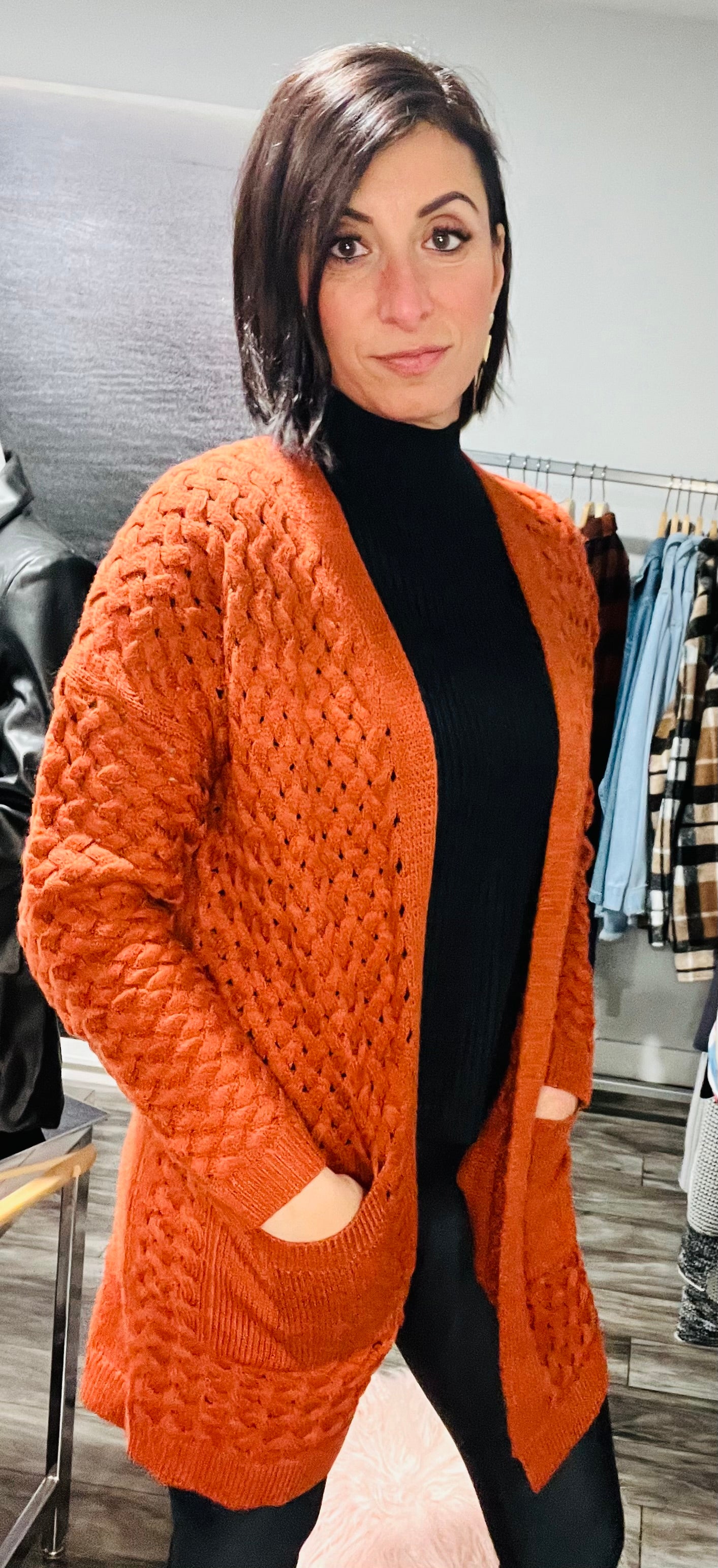 Burnt Orange Knitted Cardigan