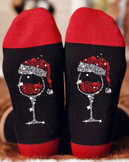 Christmas Champagne Santa Hat Socks
