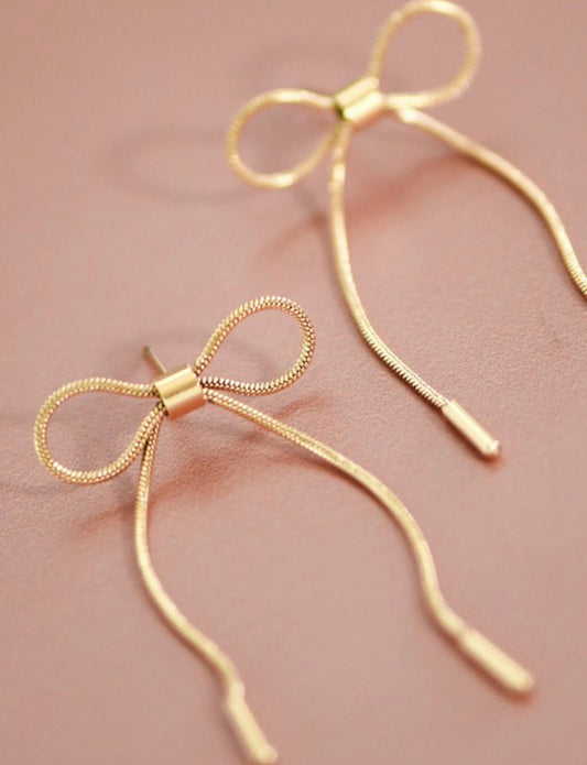 18k Gold Stainless Steel Bow Earrings