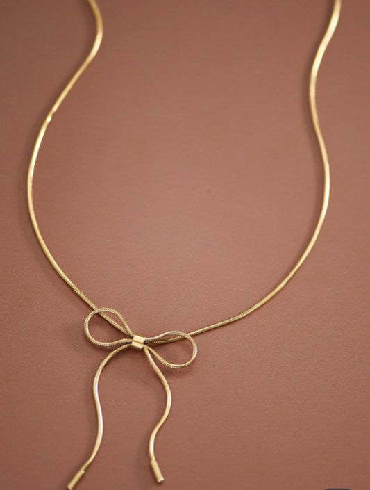 18k Stainless Steel Bow Chain Necklace