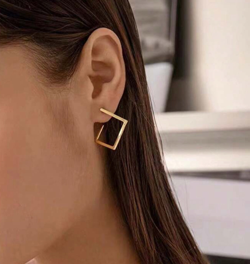 Metal Square Hoop Earrings