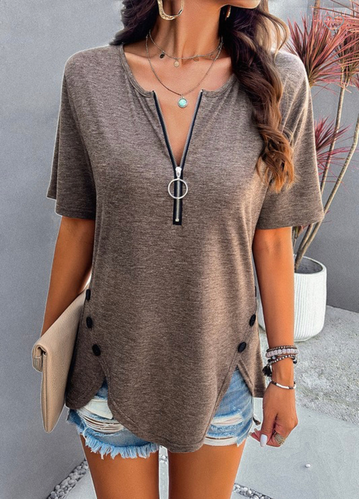 Fashionable Button Top