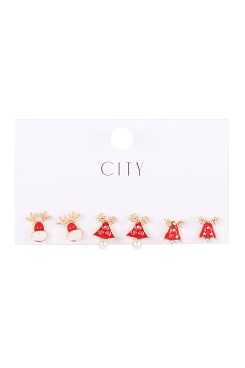 Reindeer Christmas Earrings-3 sets