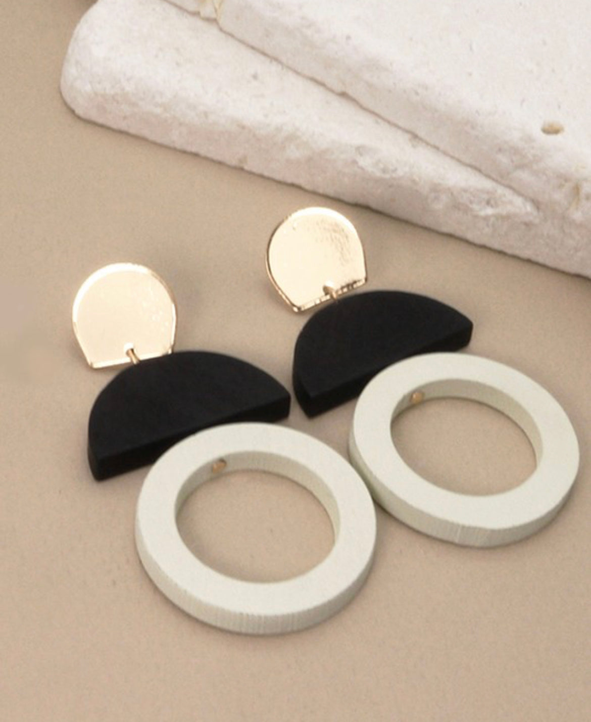 White Wood Earrings