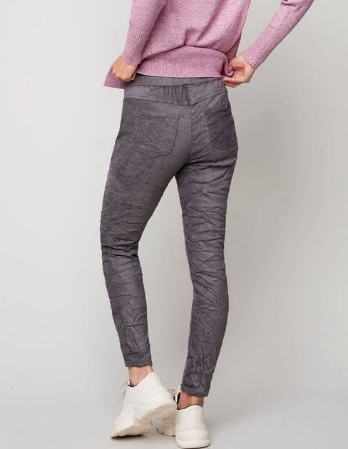 Charlie B- Suede Crinkle Jogger-Charcoal